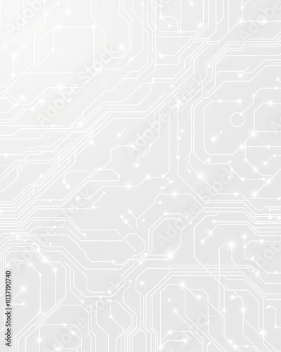 white Circuit Board background with Glowing Lines and Nodes