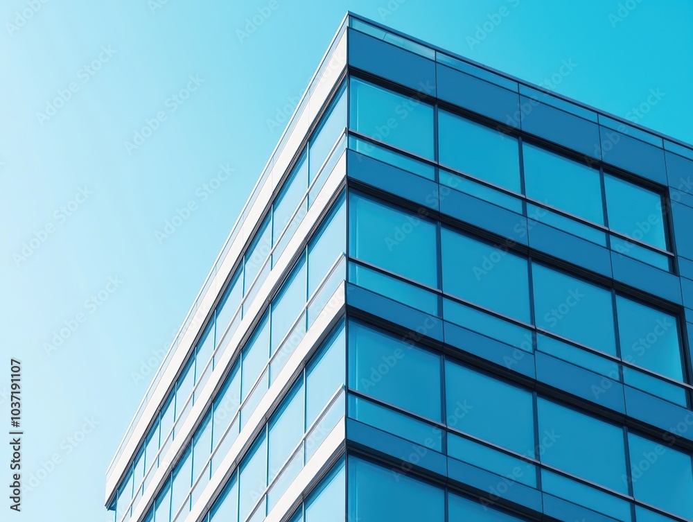 Modern glass office building against clear sky, showcasing minimalist architectural design and contemporary urban aesthetics. Modern glass office building against clear sky, showcasing minimalist architectural design and contemporary urban aesthetics.