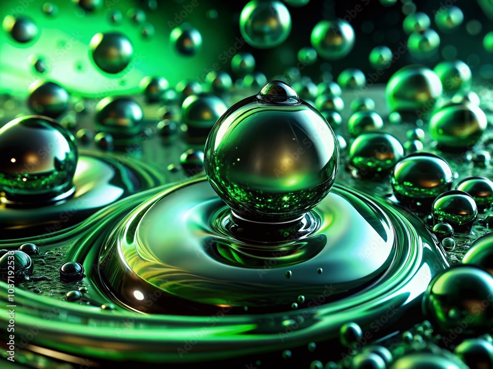 Dark Green Liquid Drops - Abstract Background for 4K Video Footage and Stock Photography Dark Green Liquid Drops - Abstract Background for 4K Video Footage and Stock Photography
