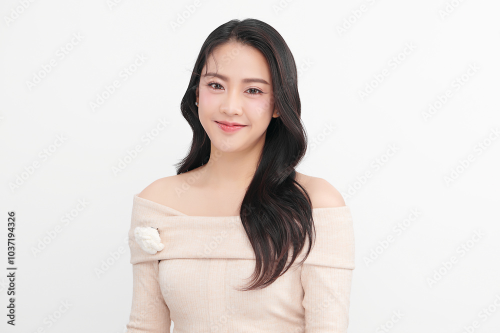 Beautiful young asian woman with clean fresh skin on white background, Face care, Facial treatment, Cosmetology, beauty and spa, Asian women portrait. Beautiful young asian woman with clean fresh skin on white background, Face care, Facial treatment, Cosmetology, beauty and spa, Asian women portrait.