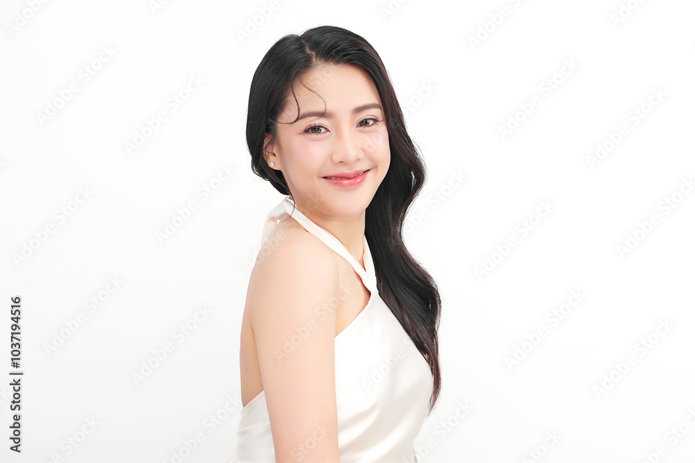 Beautiful young asian woman with clean fresh skin on white background, Face care, Facial treatment, Cosmetology, beauty and spa, Asian women portrait. Beautiful young asian woman with clean fresh skin on white background, Face care, Facial treatment, Cosmetology, beauty and spa, Asian women portrait.