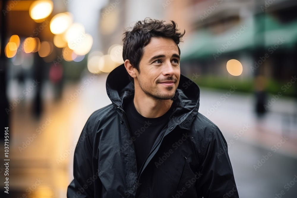 Portrait of a handsome young man wearing a jacket in the city Portrait of a handsome young man wearing a jacket in the city
