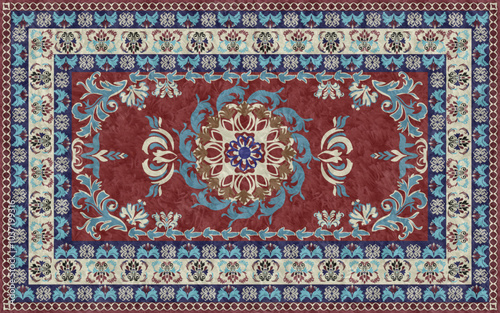 Vintage border frame damask floral carpet design vector. You can use all work (for fabric design, handmade, interior)