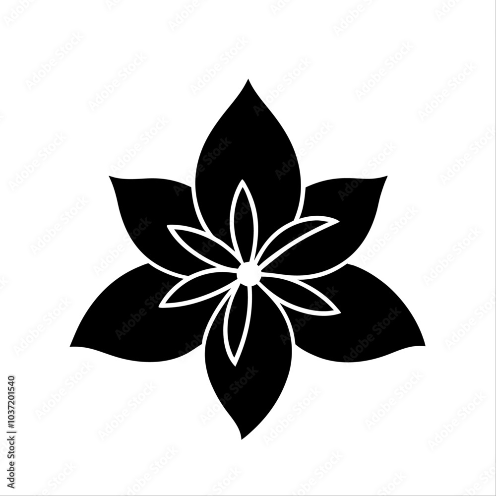 White flower and jusmine flower icon on white background. White flower and jusmine flower icon on white background.