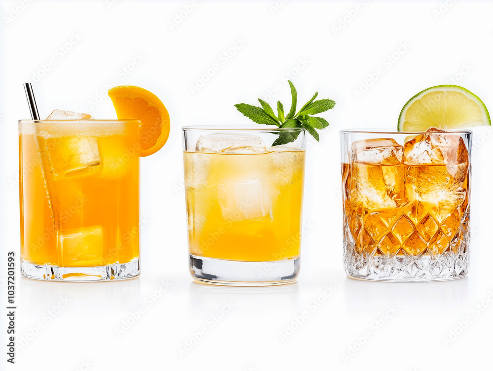 classic cocktails isolated on white classic cocktails isolated on white
