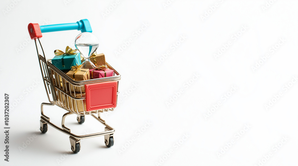 The single day concepts, Prominent number or date, Shopping cart, Discount tags, Gift boxes. Generative AI illustration. The single day concepts, Prominent number or date, Shopping cart, Discount tags, Gift boxes. Generative AI illustration.