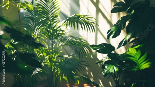 Sunlight Filtering Through Tropical Leaves