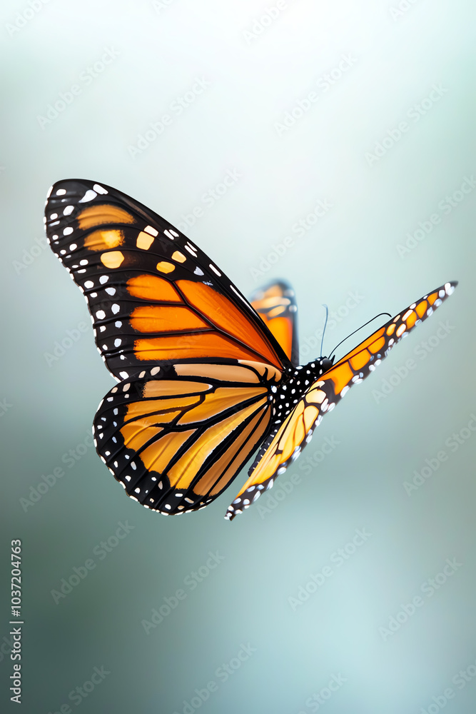 Obraz premium The majestic monarch butterfly in flight a symbol of transformation and beauty in nature