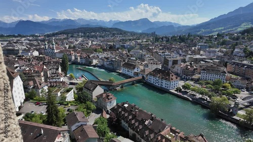 Panoramic View of Lucerne from Musegg Wall, Switzerland – Scenic Cityscape and Landmarks photo