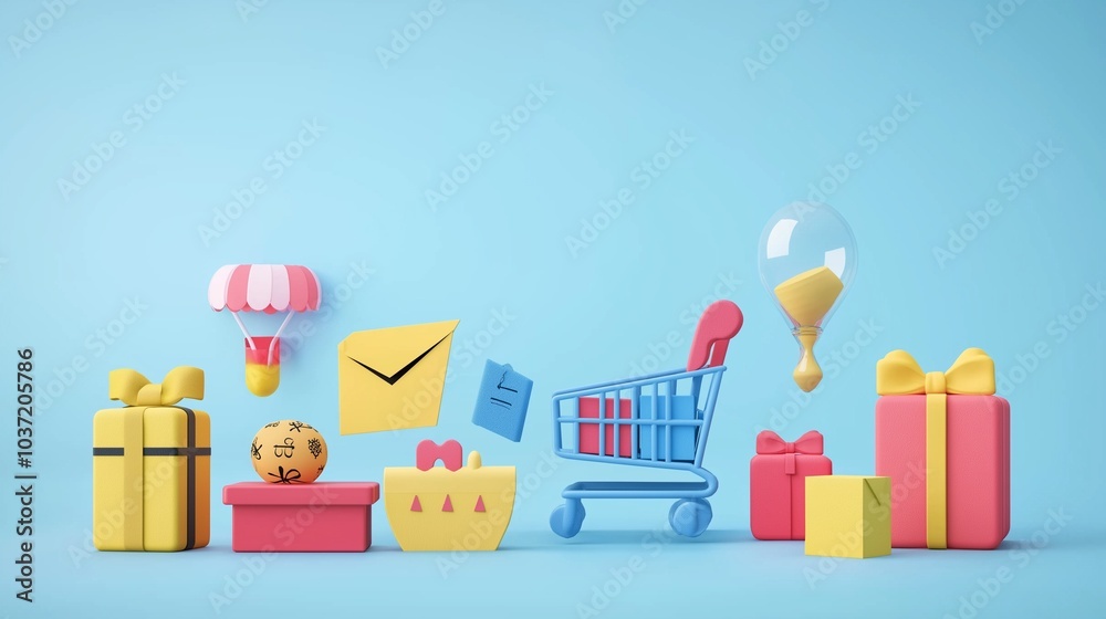 The single day concepts, Prominent number or date, Shopping cart, Discount tags, Gift boxes. Generative AI illustration. The single day concepts, Prominent number or date, Shopping cart, Discount tags, Gift boxes. Generative AI illustration.