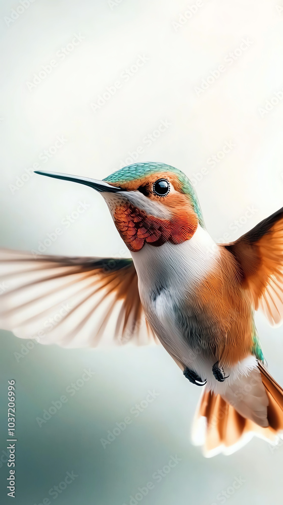 Fototapeta premium The vibrant dance of a hummingbird nature's jewel in motion