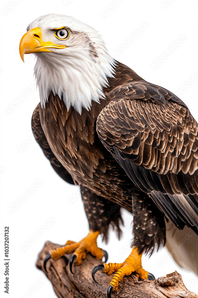 Obraz premium Majestic bald eagle perched proudly on a branch capturing nature's splendor