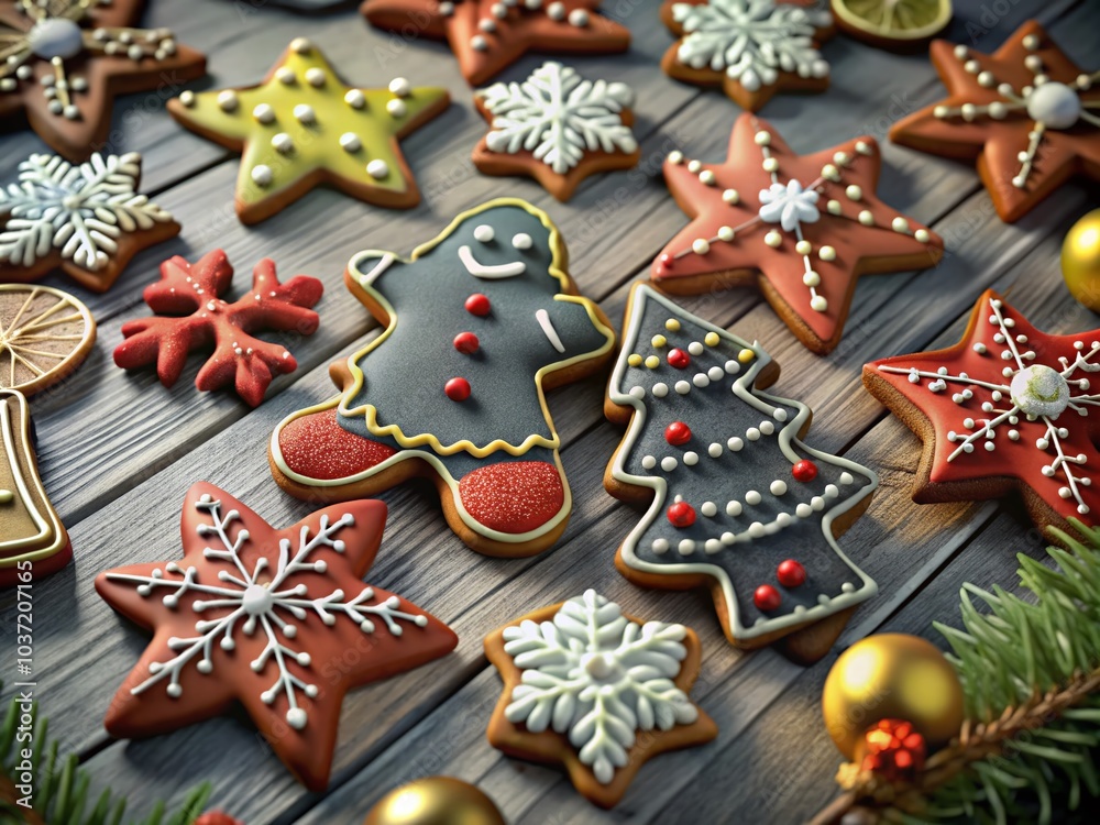 Elegant 3D Christmas Cookies with Red and Black Icing for Holiday Baking and Festive Recipes