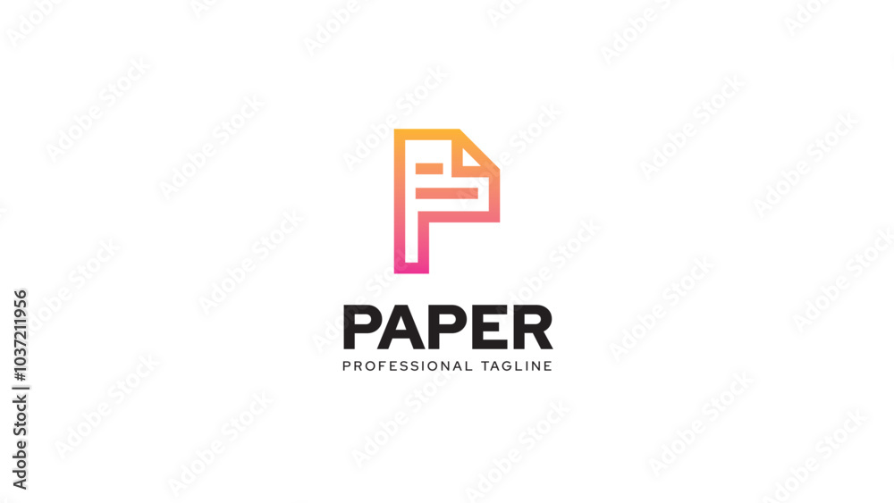 Simple gradient Letter P with Paper Print Page logo design. Simple gradient Letter P with Paper Print Page logo design.