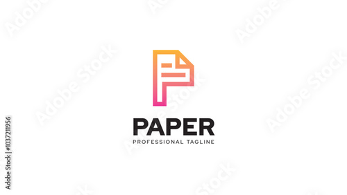 Simple gradient Letter P with Paper Print Page logo design.