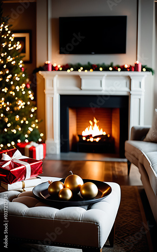 holiday decor features stylish room decorated fireplace festive atmosphere