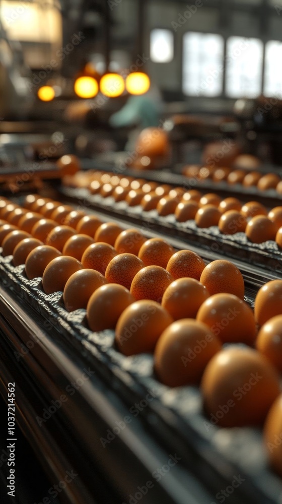 Eggs are sorted and graded in factory. Eggs are sorted and graded in factory.