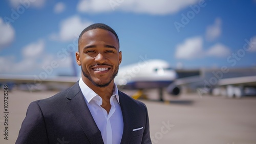 Handsome African American dude in the airport.