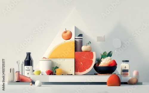A visually engaging design showcasing the evolution from the classic food pyramid to a sleek pie chart
