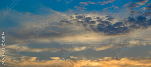 Wallpaper Mural Sunrise sky with lighted clouds. Wide photo. Torontodigital.ca