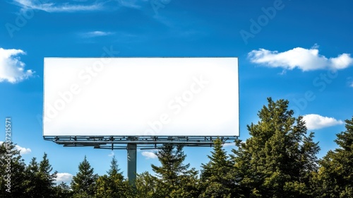 Outdoor billboard against a clear blue sky, completely blank, perfect for advertisement or creative marketing ideas.