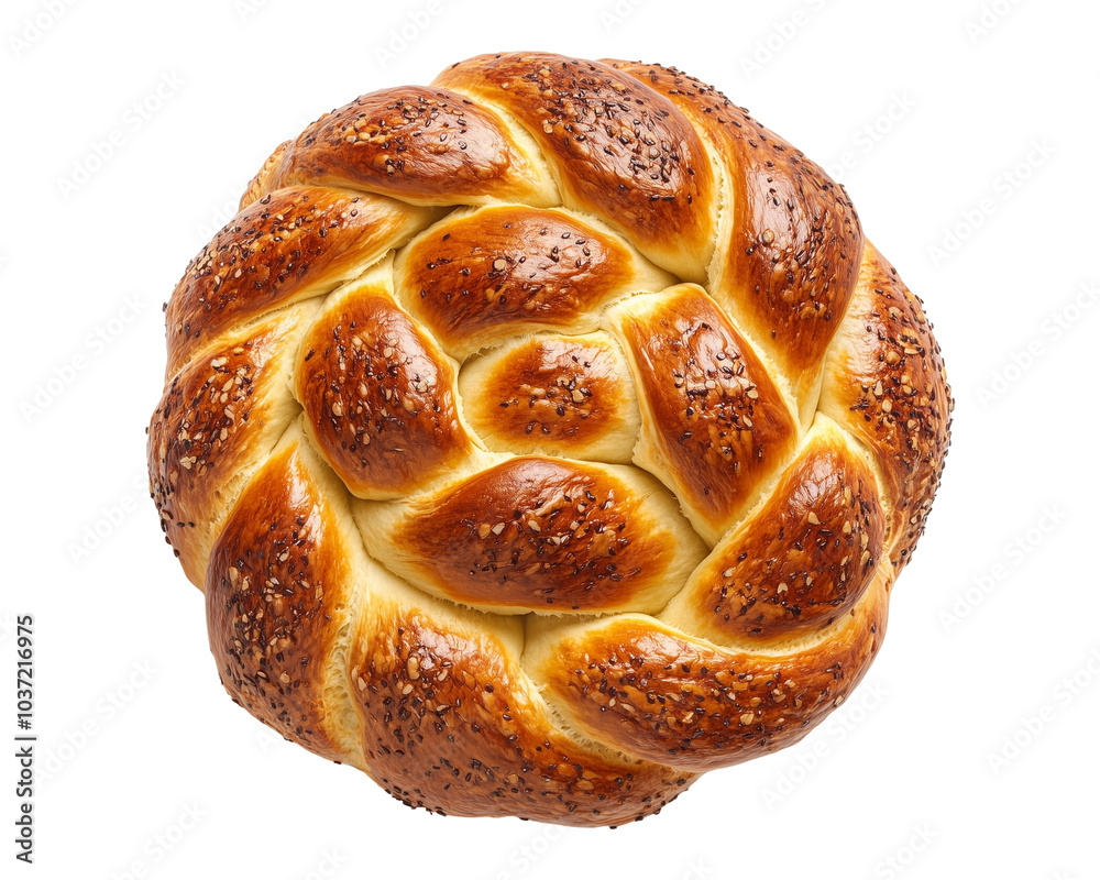 Challah Bread with Sesame Seeds on Transparent Background Challah Bread with Sesame Seeds on Transparent Background