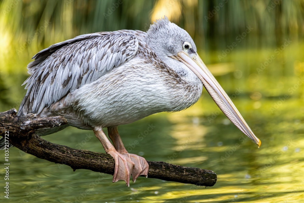 the pelican is waiting for prey