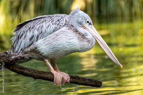 Obraz na płótnie the pelican is waiting for prey w salonie