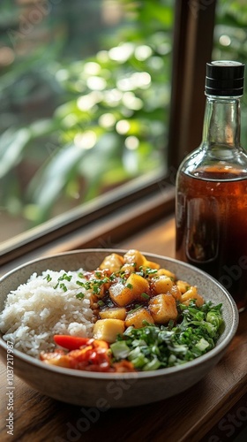 Delicious rice with fish sauce. photo