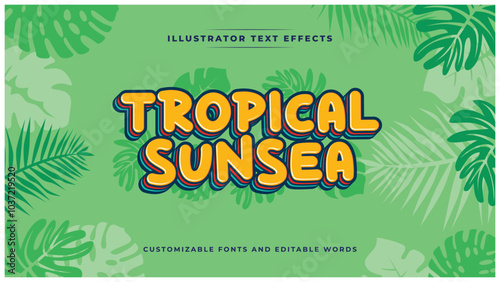 Tropical Sunsea: Bring the vibrant energy of the tropics into your designs with this bold and colorful text effect! Perfect for summer projects, beach-themed events, and tropical vibes. photo