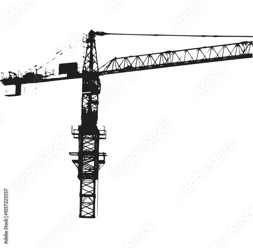 Vector illustration silhouette of tower crane isolated in a white background