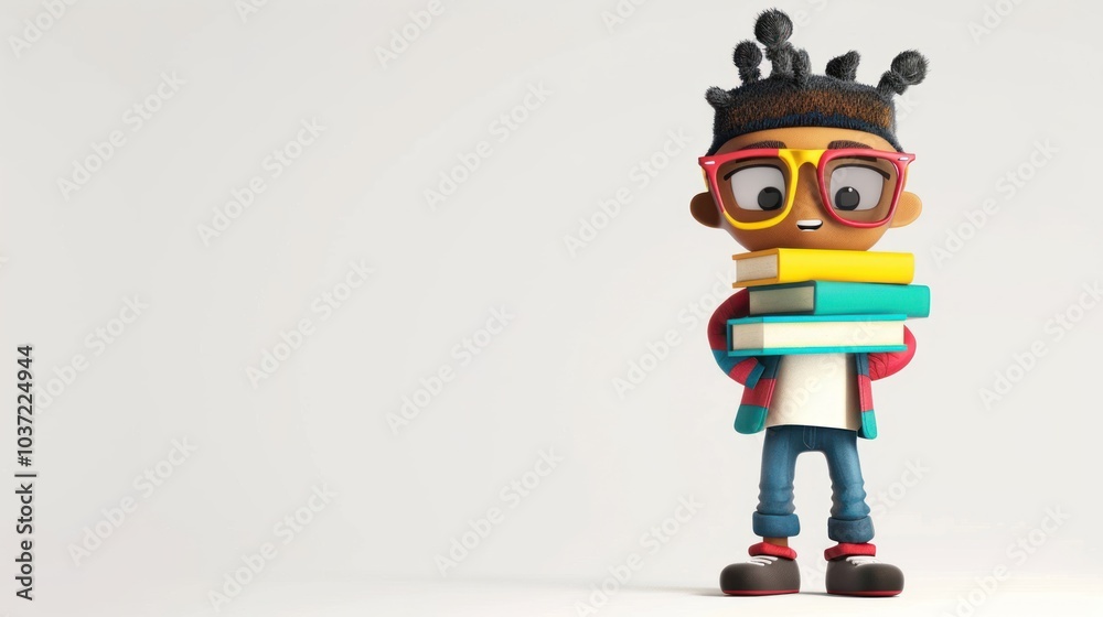 3D Cartoon Character Holding Books 3D Cartoon Character Holding Books