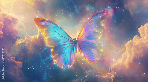 butterfly on the sky background