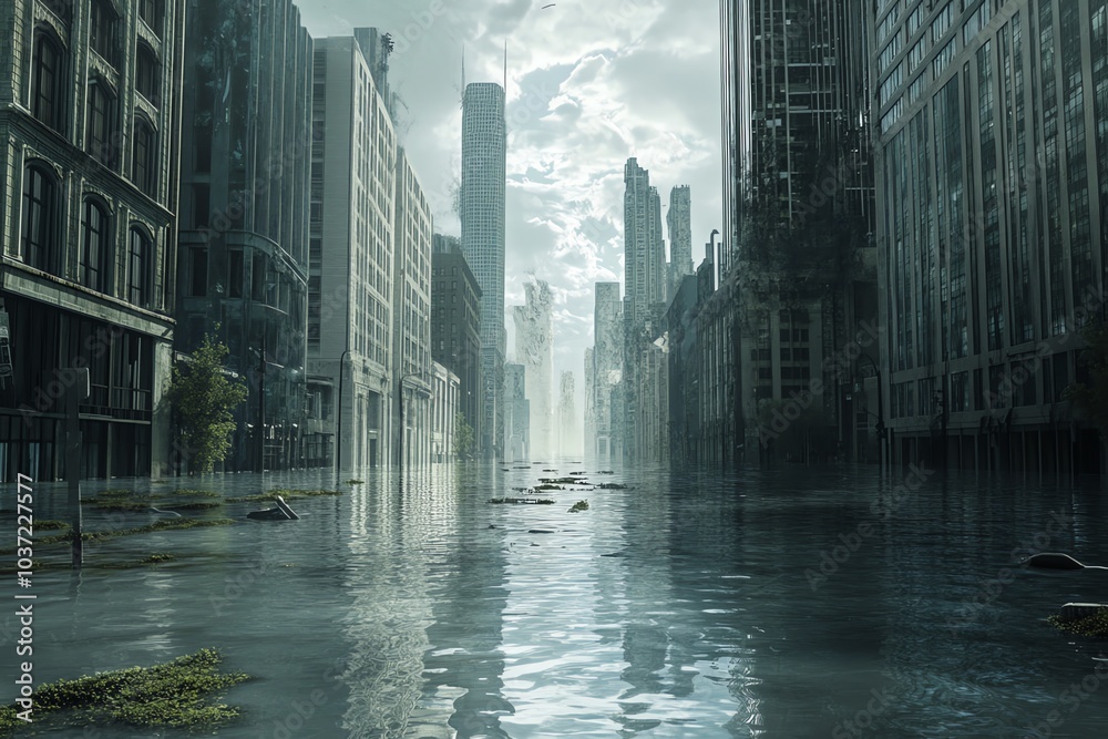 Ville inondée suite au changement climatique
Ville inondée suite au changement climatique