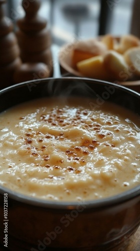 Warm velouté sauce in a bowl. photo