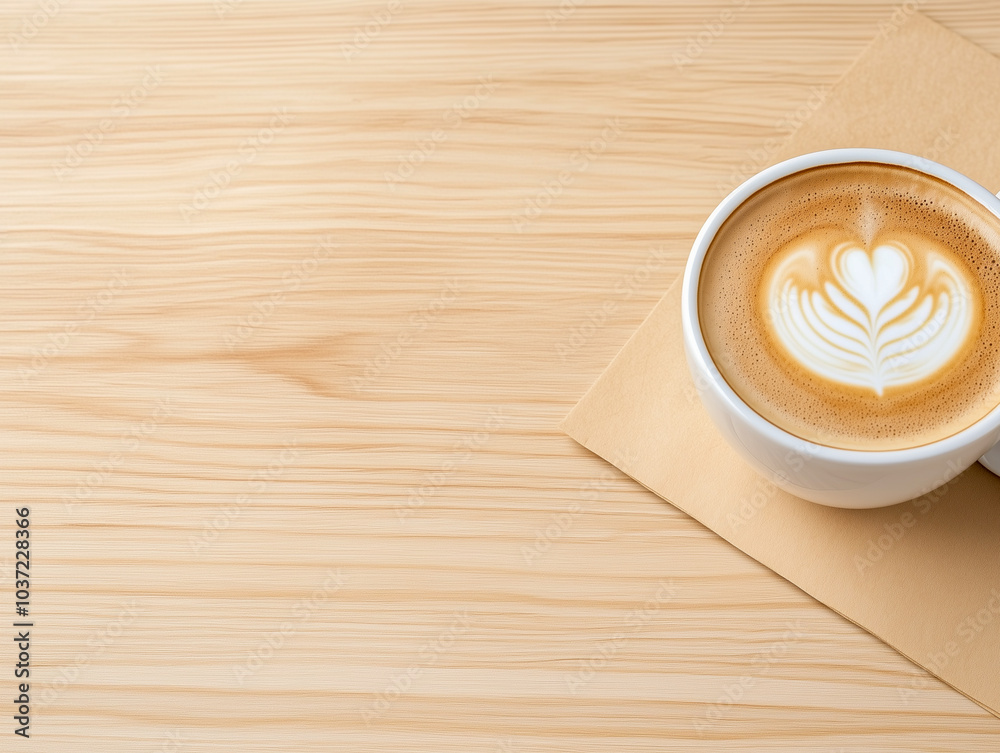 Obraz premium latte coffee on wood with space