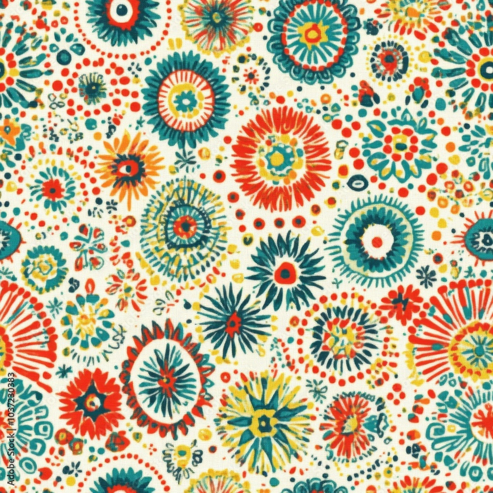 Intricate geometric mandala, soft pastel tones, seamless pattern, [fabric texture], [modern bohemian style]