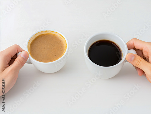 People drinking coffee high angle view 