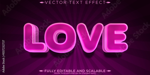 Love editable text effect, editable heart and romance text style