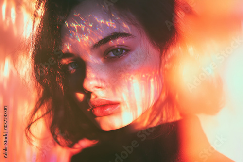Portrait of beautiful young woman, dreaming mood