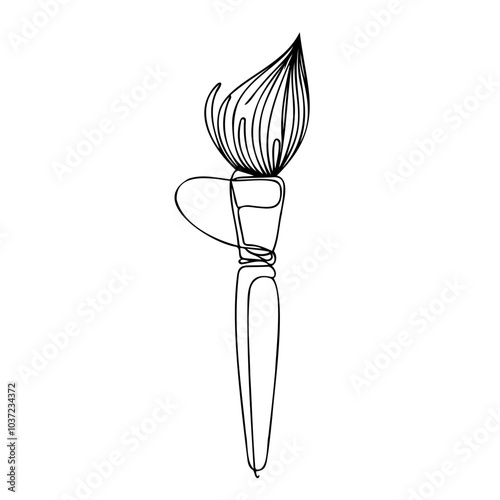 Minimalist paintbrush illustration in black line art
