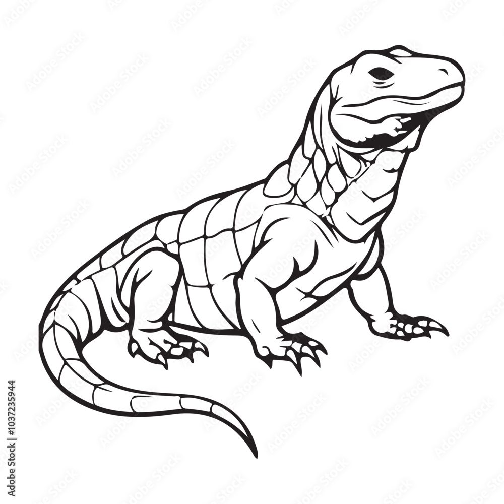 Silhouette vector style komodo dragon with white background Silhouette vector style komodo dragon with white background