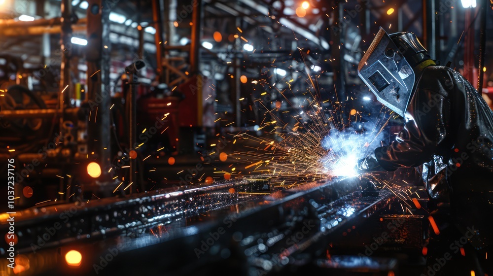 Welder at Work in Industrial Setting Welder at Work in Industrial Setting