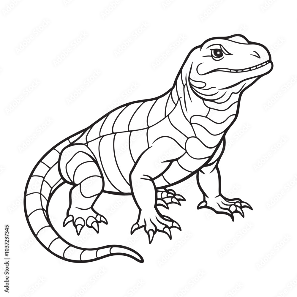 Fototapeta premium Silhouette vector style komodo dragon with white background