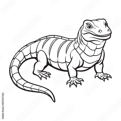 Silhouette vector style komodo dragon with white background photo