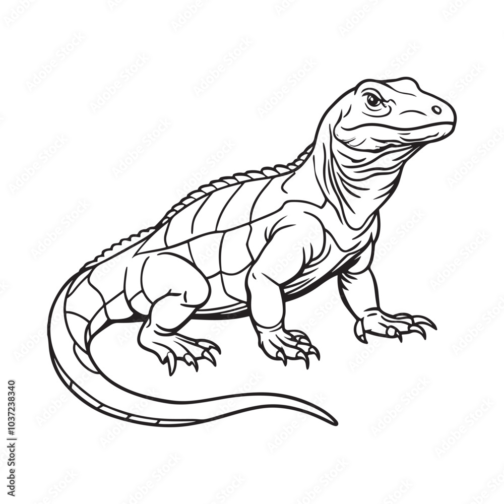 Silhouette vector style komodo dragon with white background