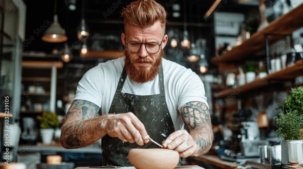 Craftsman shaping clay bowl in a cozy studio during daylight hours Craftsman shaping clay bowl in a cozy studio during daylight hours