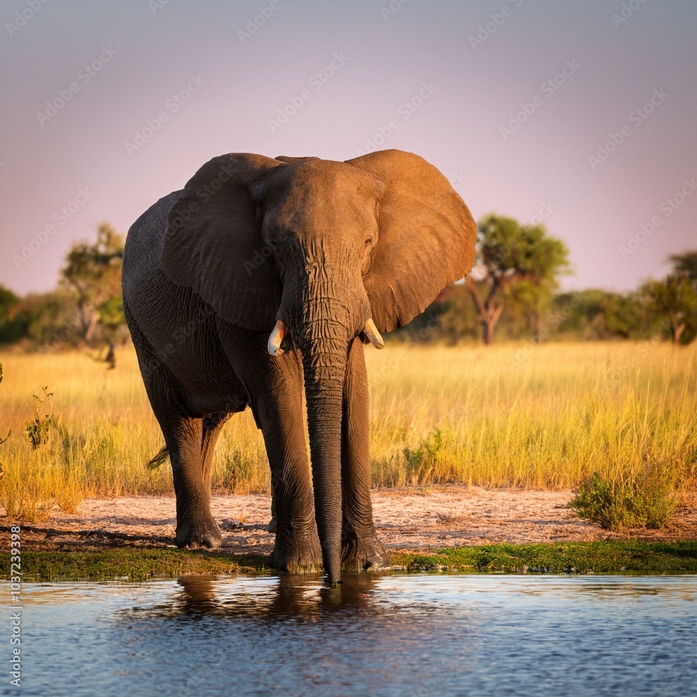 Obraz premium Großer afrikanischer Elefant in der weiten Savanne