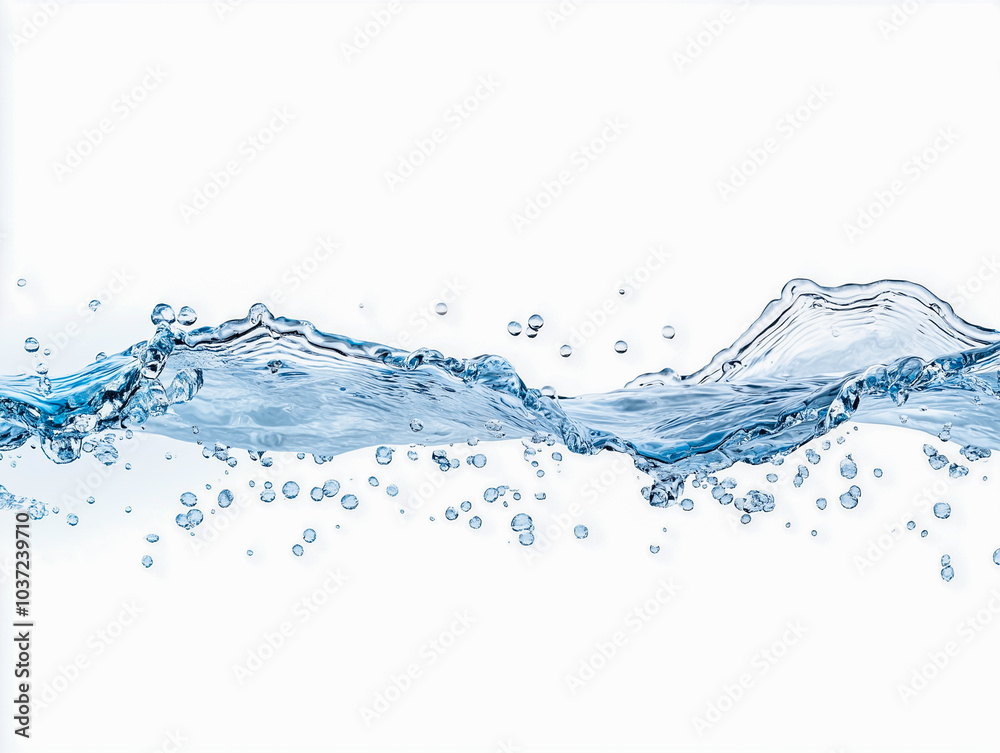 Splashing And Flowing Of Transparent Water Isolated On White Splashing And Flowing Of Transparent Water Isolated On White