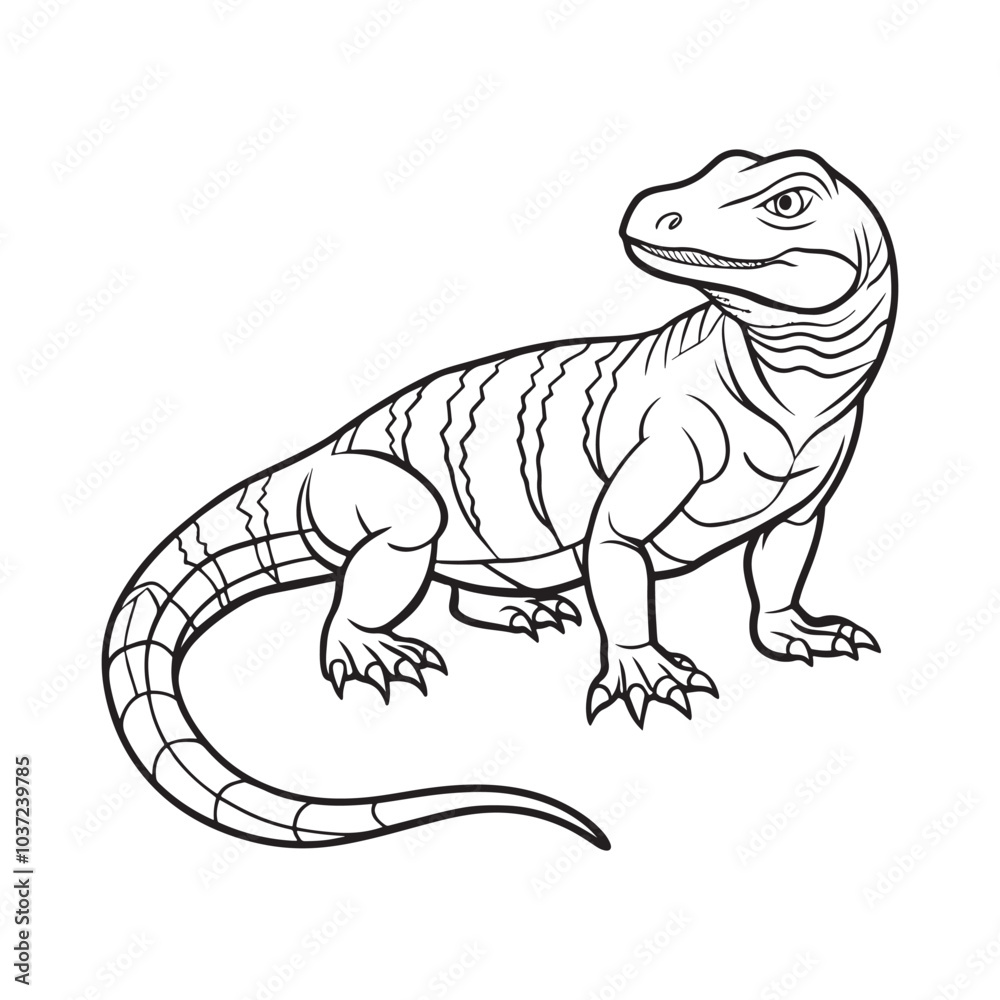 Fototapeta premium Silhouette vector style komodo dragon with white background